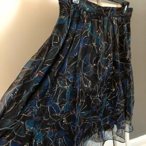 Anthropologie Midi Skirt with beautiful overlay